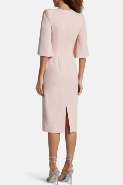 Grace Embellished Cocktail Midi Dress in Pink