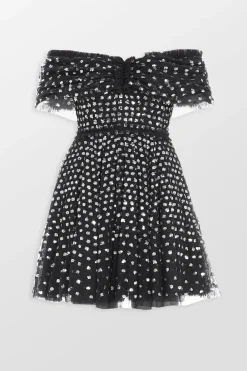 Grace Gloss Off-Shoulder Micro Mini Dress