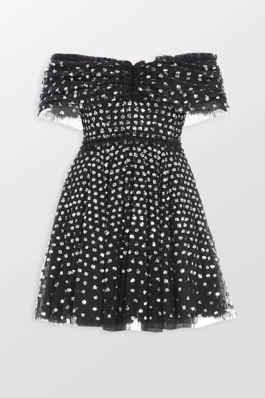 Grace Gloss Off-Shoulder Micro Mini Dress