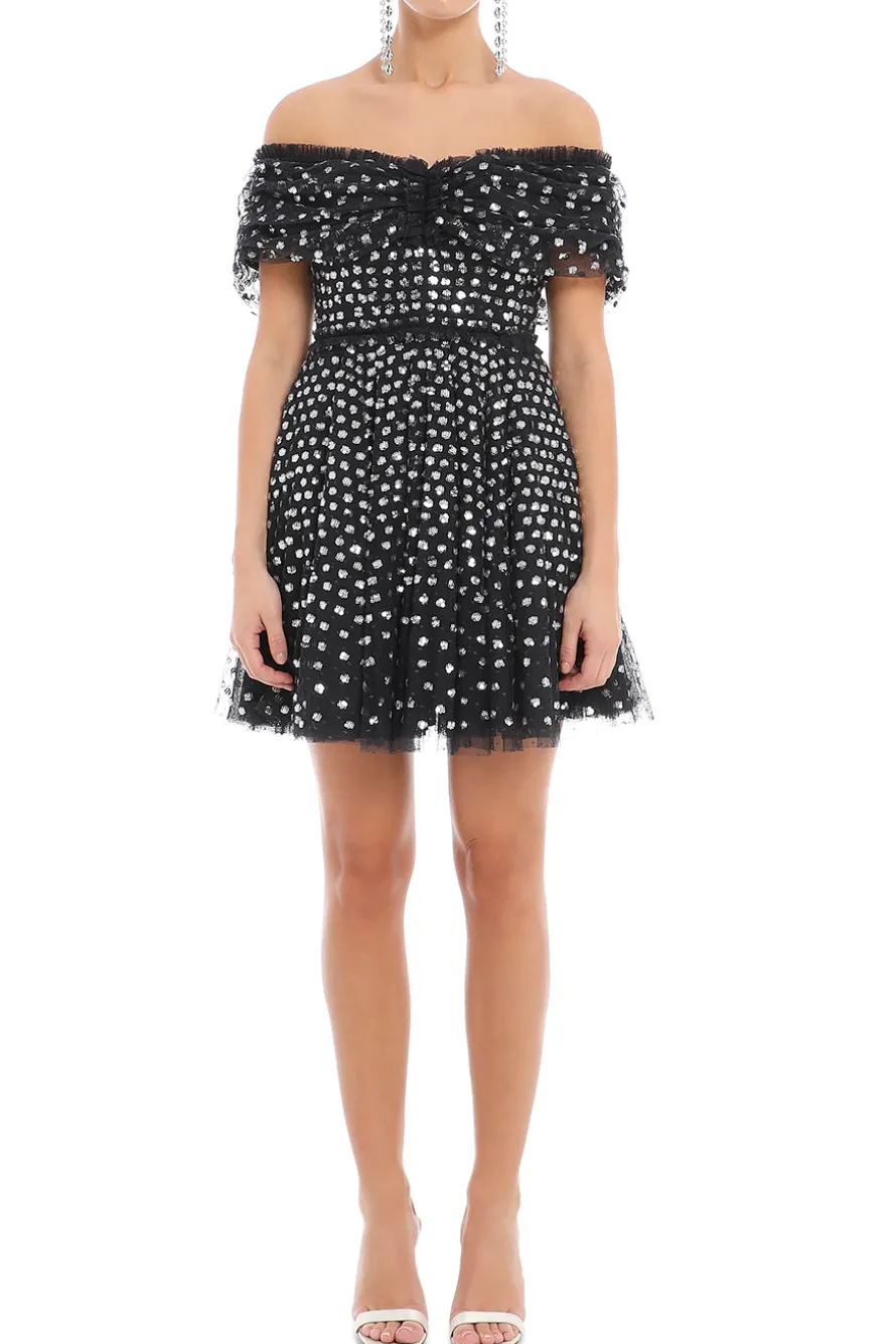 Grace Gloss Off-Shoulder Micro Mini Dress
