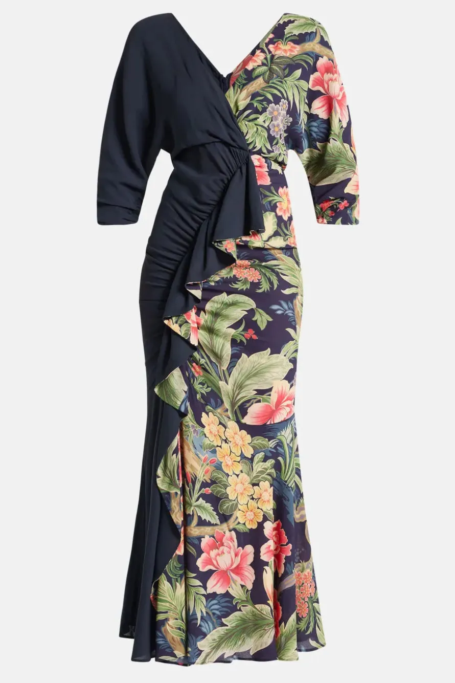Half Floral Maxi Dress
