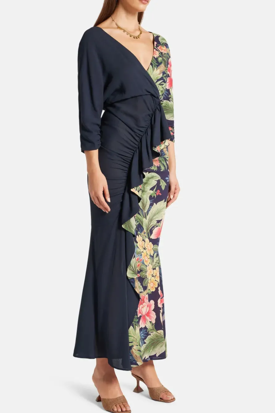 Half Floral Maxi Dress