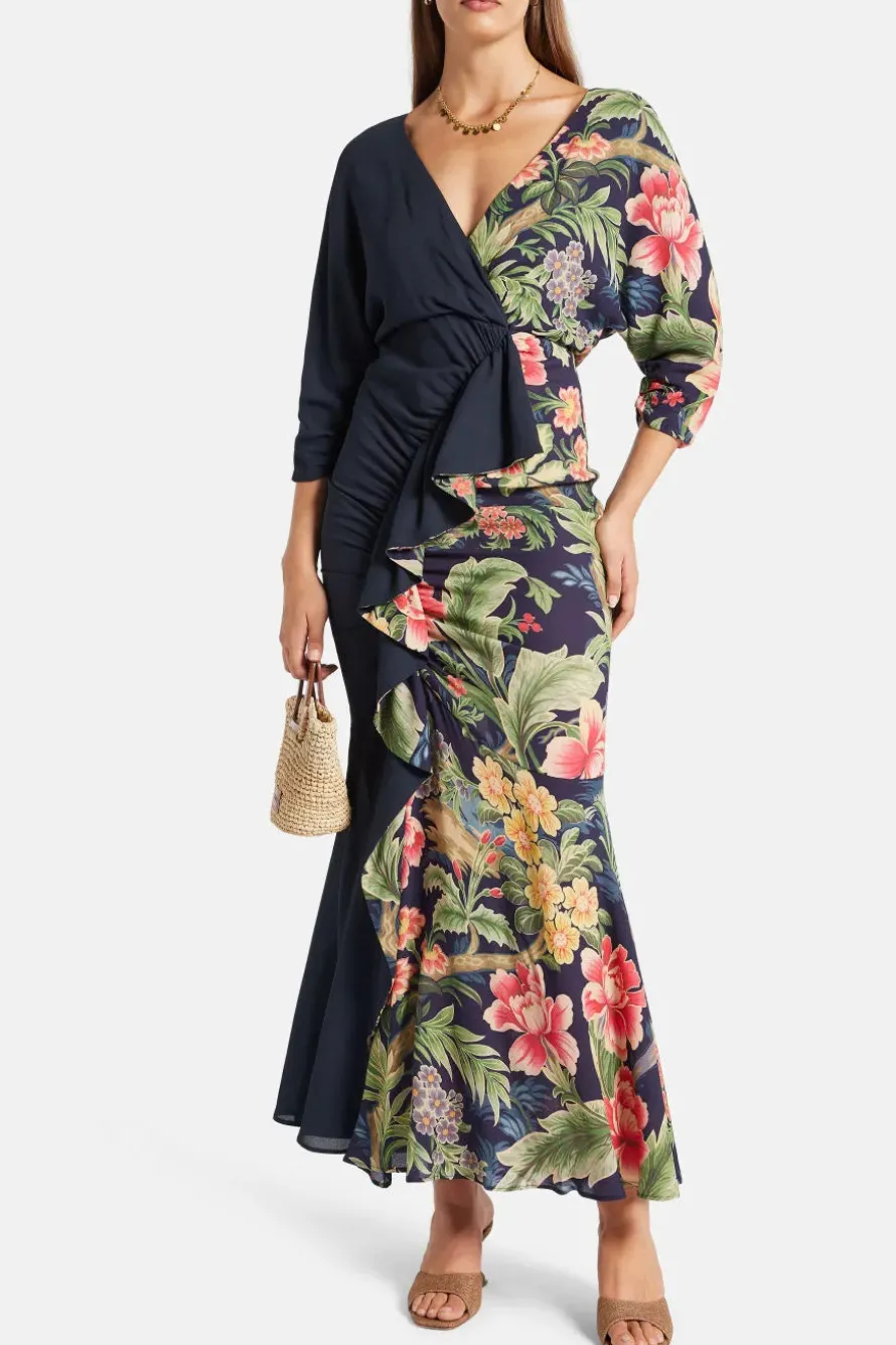 Half Floral Maxi Dress