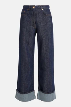 High Waisted And Wide Legged Shine Denim Pants