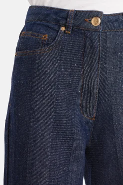 High Waisted And Wide Legged Shine Denim Pants