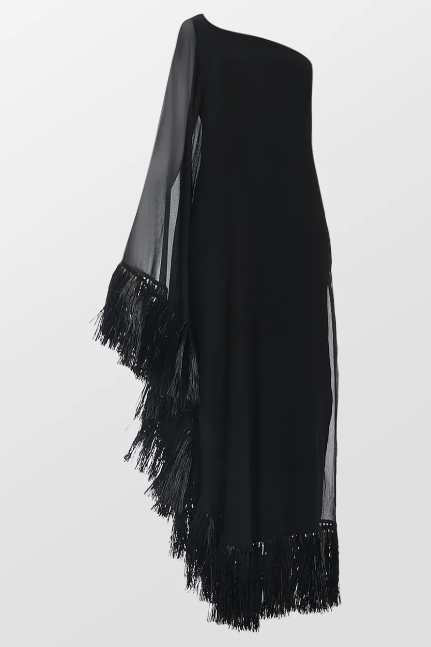 Hut One Shoulder Fringe Maxi Dress