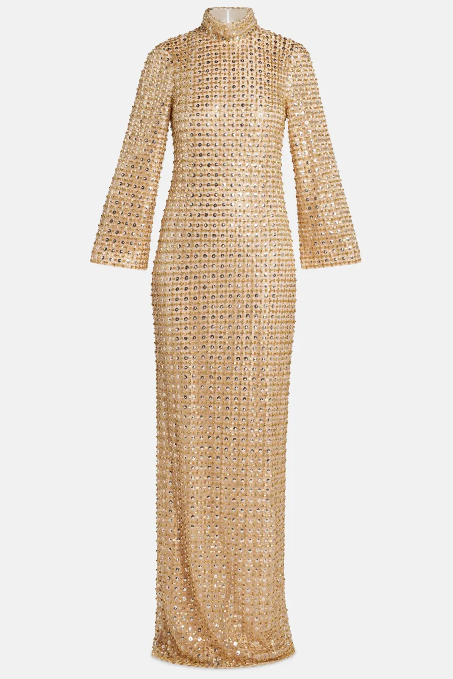 Illusion Embellished Evening Gown