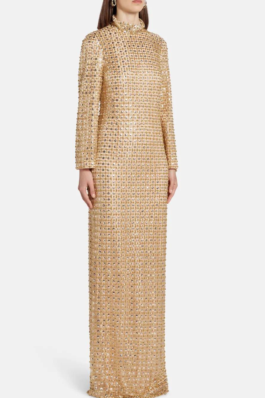 Illusion Embellished Evening Gown