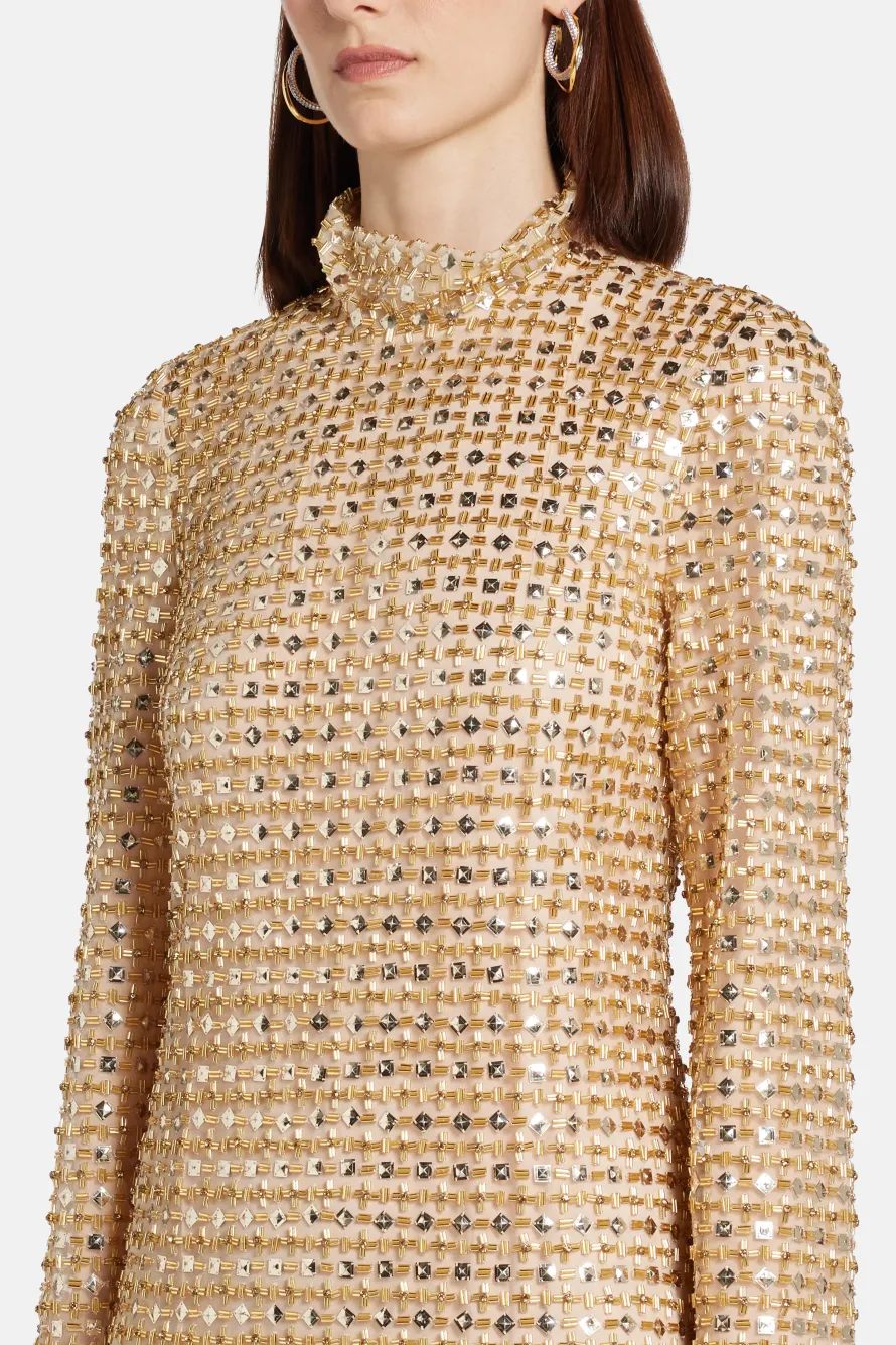 Illusion Embellished Evening Gown