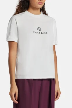 Jaylin Monogram Logo Cotton Round Neck T-Shirt in White