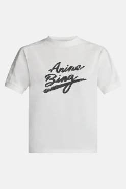 Jaylin Signature Logo Cotton Round Neck T-shirt in White