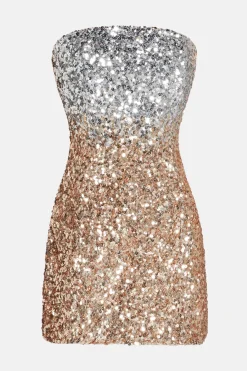 Kameron Embellished Mini Dress in Silver and Gold