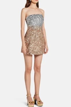 Kameron Embellished Mini Dress in Silver and Gold