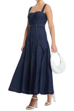 Keya Corsetted Denim Maxi Dress
