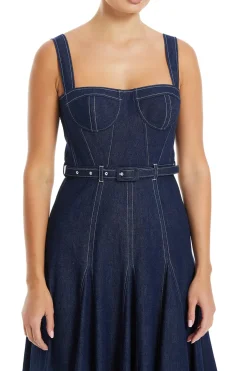 Keya Corsetted Denim Maxi Dress