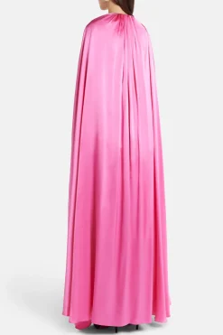 Khalyn Silk Satin Evening Gown in Pink