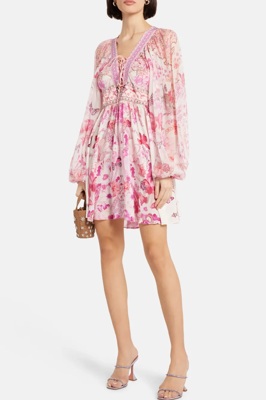Lace Up Front Mini Dress