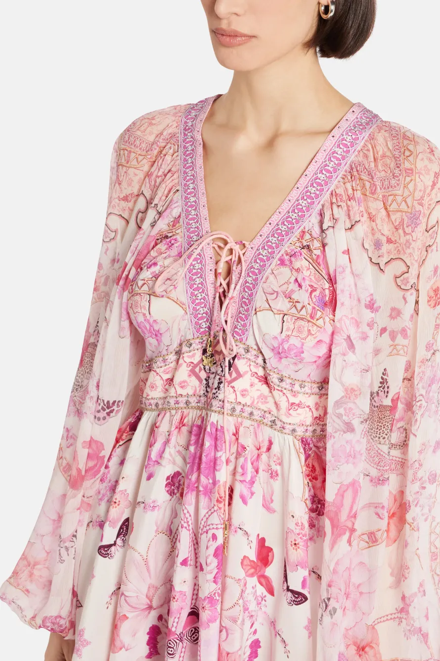 Lace Up Front Mini Dress