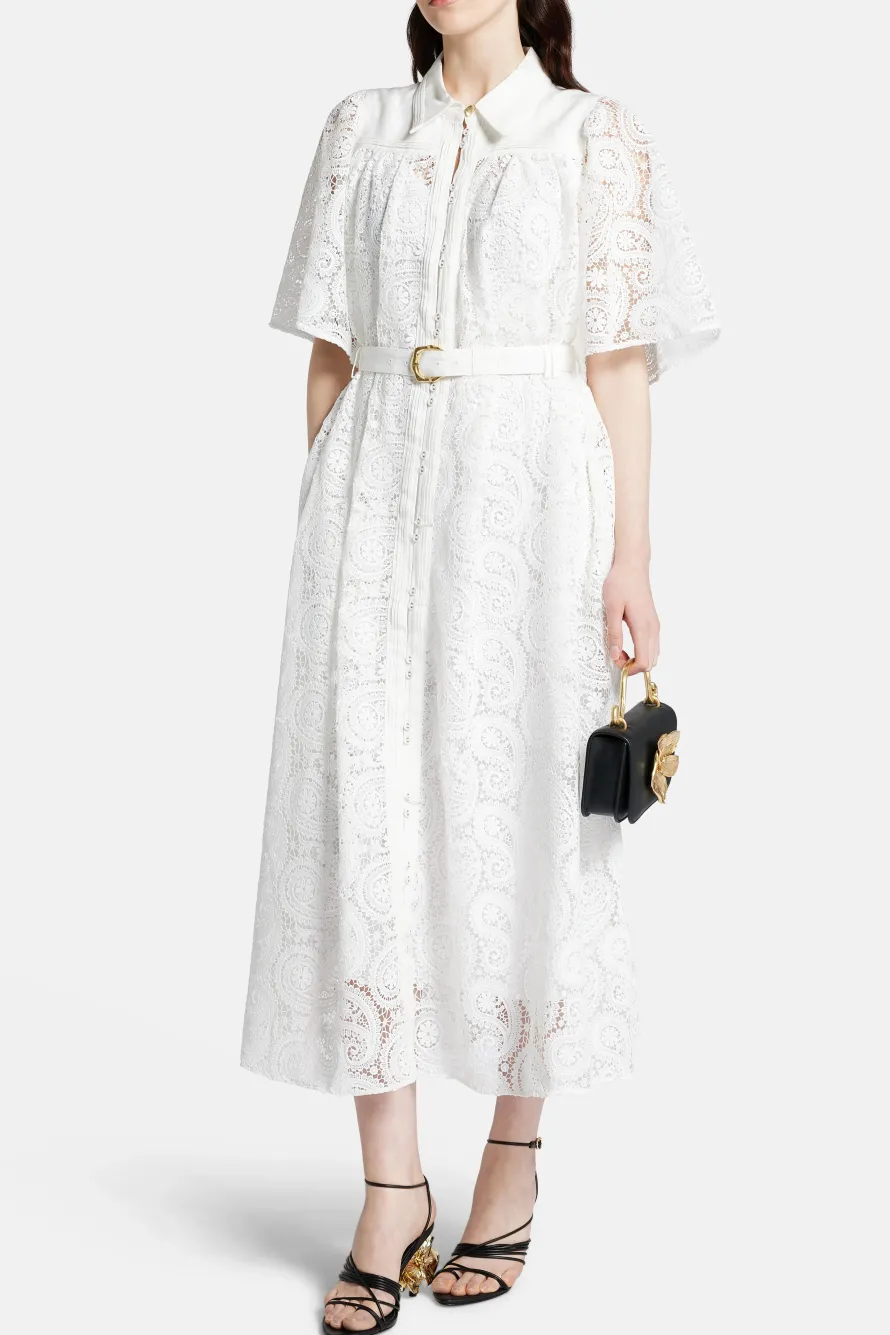 Laicey Paisley Midi Dress in White