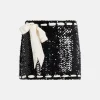 Lamoine Sequins Lovina Bow Knit Mini Skirt in Black/ White