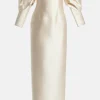 Laylah Off Shoulder Puff Sleeve Evening Dress in Cream