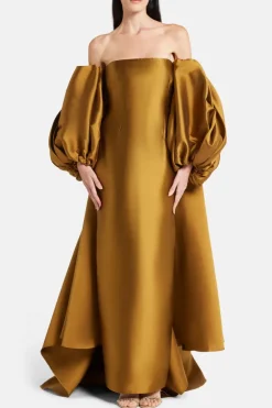 Lea Off Shoulder Cape Evening Gown
