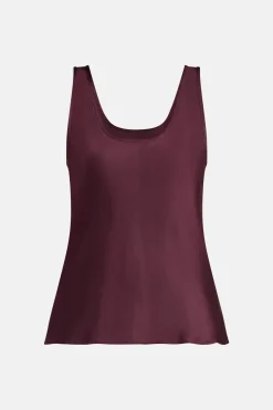 Lea Sleeveless Silk Top in Burgundy