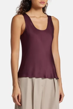 Lea Sleeveless Silk Top in Burgundy