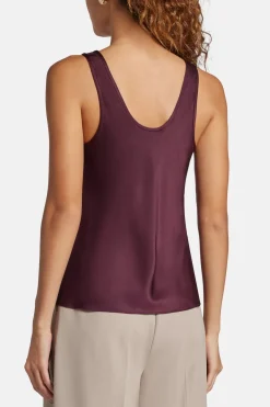 Lea Sleeveless Silk Top in Burgundy