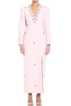 Long Sleeve Embellished Midi Dress