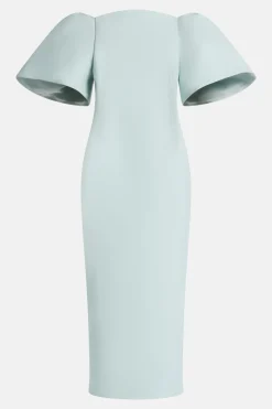 Lora Puff Sleeve Midi Dress in Blue