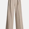 Lou High Waisted Flared Wool Trousers in Beige