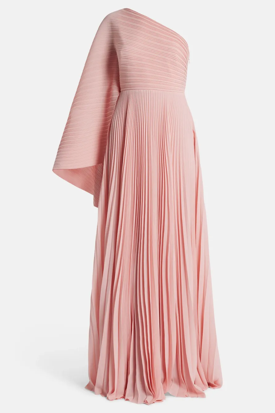 Maci One Shoulder Evening Dress in Pink