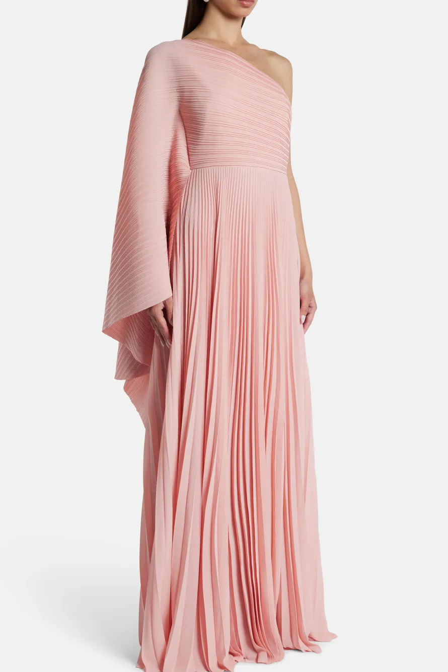 Maci One Shoulder Evening Dress in Pink