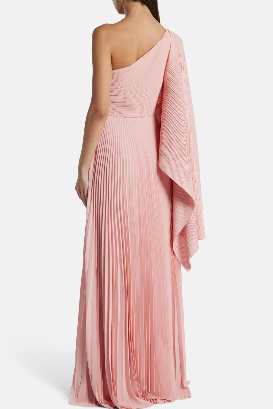 Maci One Shoulder Evening Dress in Pink