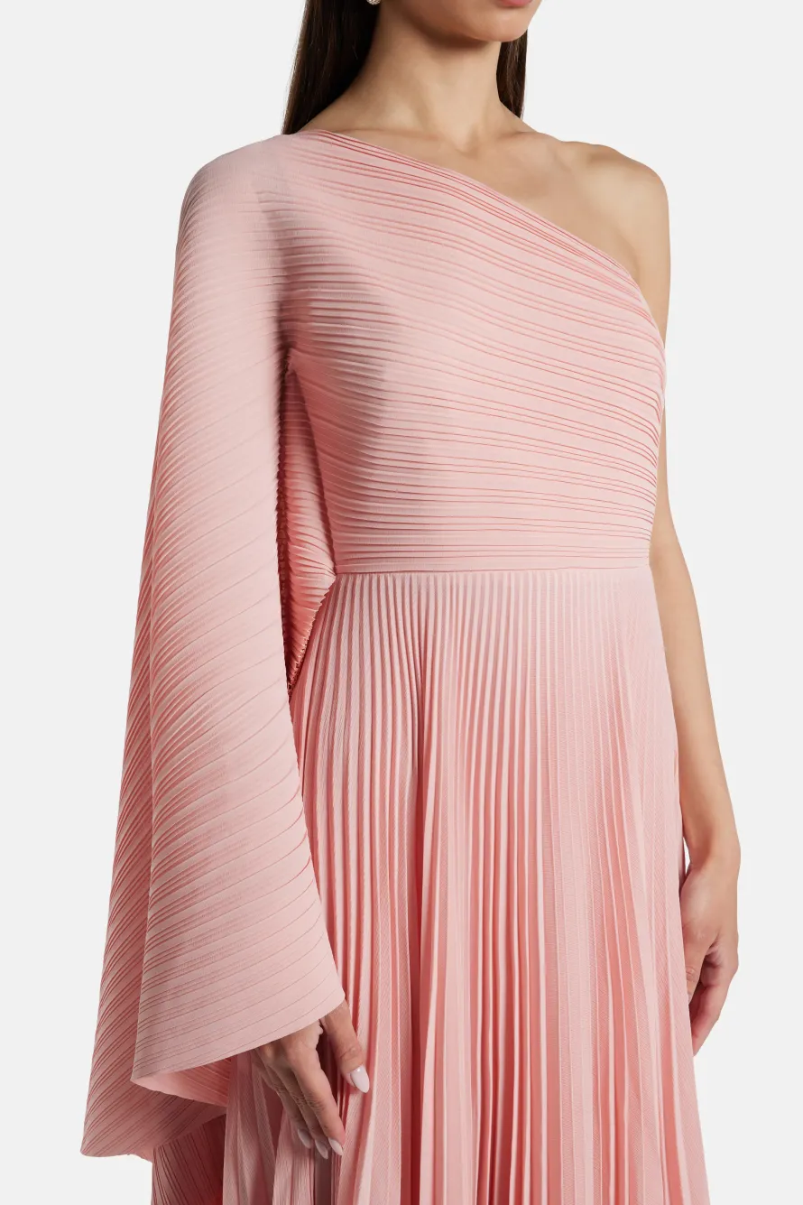 Maci One Shoulder Evening Dress in Pink