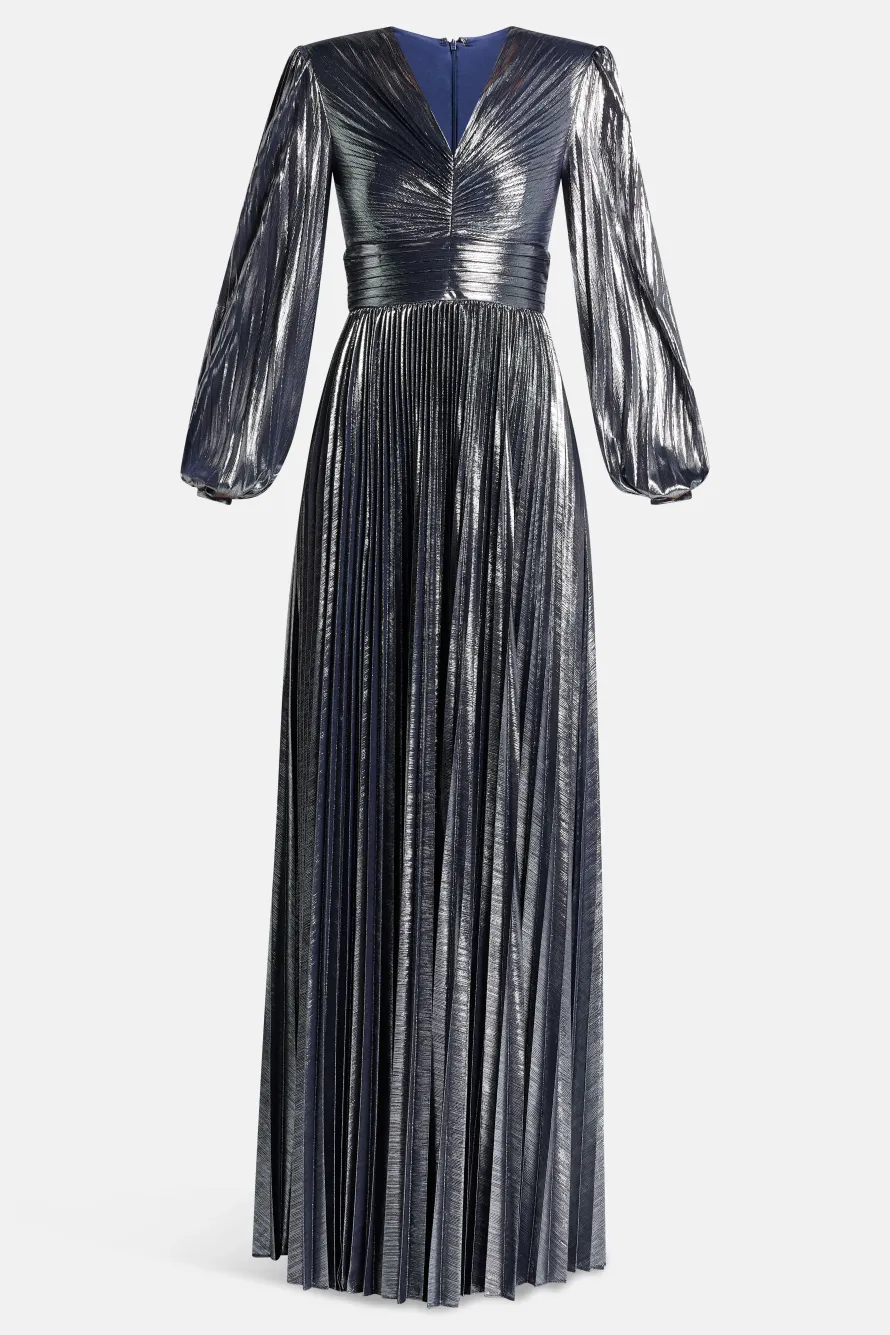 Malia Shimmer Evening Dress in Grey and Silver