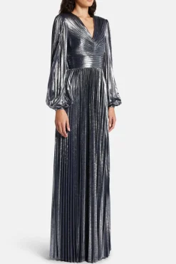 Malia Shimmer Evening Dress in Grey and Silver