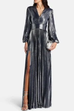 Malia Shimmer Evening Dress in Grey and Silver