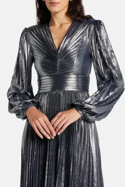 Malia Shimmer Evening Dress in Grey and Silver