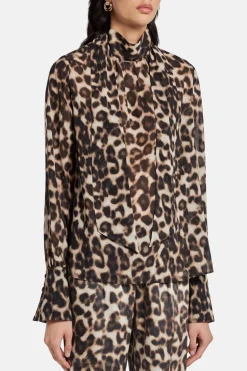 Mary Leopard Print Top in Brown/ Beige