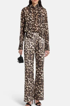 Mary Leopard Print Top in Brown/ Beige