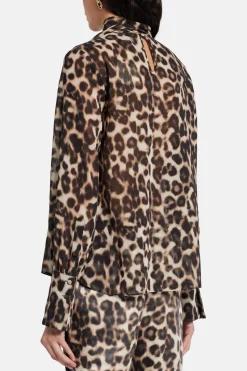 Mary Leopard Print Top in Brown/ Beige