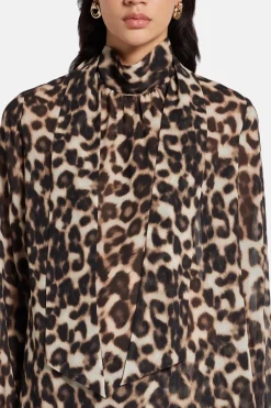Mary Leopard Print Top in Brown/ Beige
