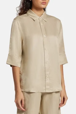 Mary Linen Blend Shirt in Beige