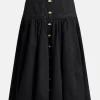 Maya Denim Midi Skirt in Black