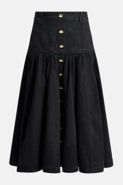 Maya Denim Midi Skirt in Black
