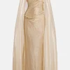 Mermaid Voile Cape Evening Gown