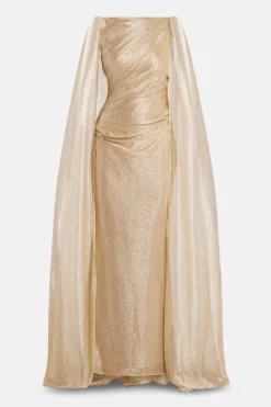 Mermaid Voile Cape Evening Gown