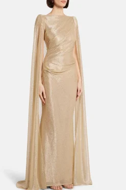 Mermaid Voile Cape Evening Gown